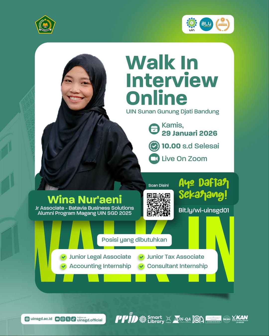 Walk in Interview Online UIN Sunan Gunung Djati Bandung!